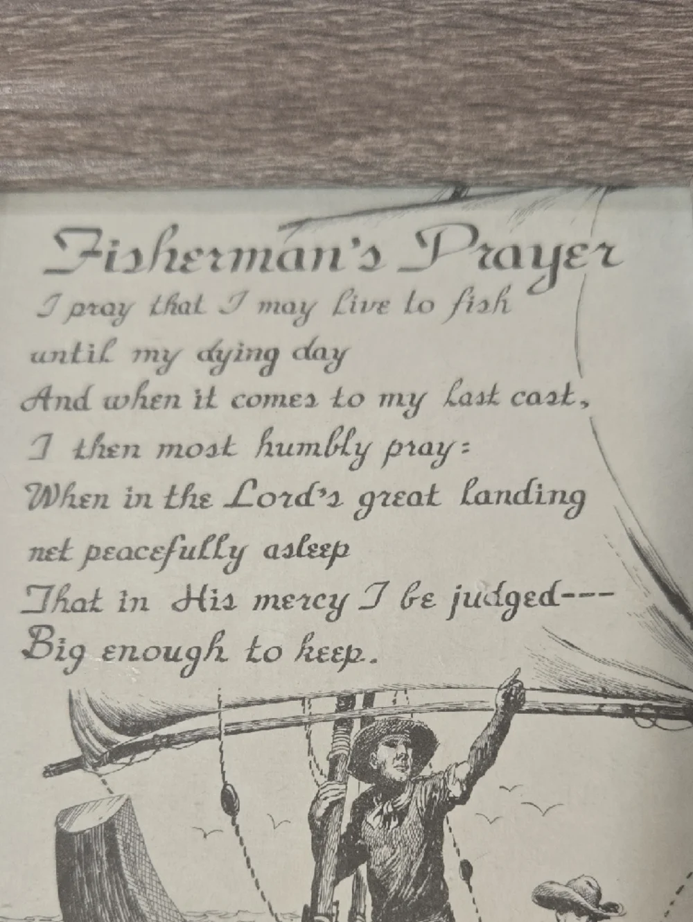Source Unknown Brown Wood-Style Picture Frame with Fisherman's Prayer Print